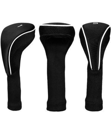 Black Golf Club Head Cover Set | Fits Driver, Fairway Woods, Hybrid | Interchangeable Tags | Golf Accessories - Buy Online on GoSupps.com