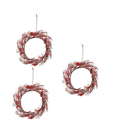 Zerodeko 3pcs Valentine's Wreath Heart Valentines Wreath Valentines Day Decoration Valentine s Day Decoration Hanging Love Wreath Hangers to Decorate Wedding Artificial Pendant Iron Wire