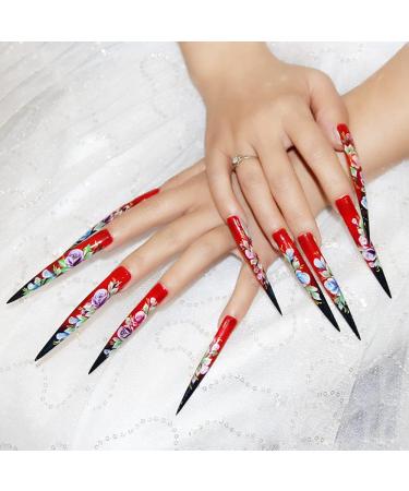 MWoot 120 Extra Long Stiletto False Nail Tips - Sharp End DIY Fingernails 12 Sizes Clear - Perfect for Nail Studios - Buy Online on GoSupps.com