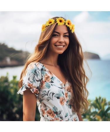 Oenothera 13 Pieces Daisy Headband Flower Crown Headband Flower Crown for Women Girls Wedding Festival Party Hair Headbands Accessories(Yellow) - Buy Online on GoSupps.com