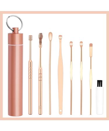 wufawutian 8 Pcs Spring Earwax Cleaner Tool Set 360 Spiral Massage Ear Pick Ear Cleaner Care Scraper Flexible Design Ear Wax Removal Tool with Cleaning Brush