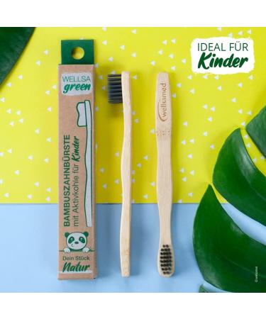 Buy Wellsamed Wellsagreen Bamboo Children's Toothbrush | Soft Activated Carbon Bristles | Eco-Friendly & Sustainable Kids Oral Care - Buy Online on GoSupps.com