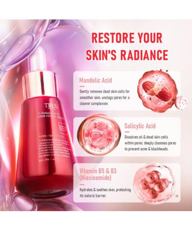 TRUU 5% Mandelic Acid Serum for Oily Skin | Targets Enlarged Pores Exfoliates & Rebalances Oil | Radiant Complexion | 1.1 Oz - International Shipping Available - Buy Online on GoSupps.com