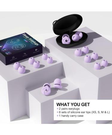 Buy 2 Pairs Noise Cancelling Ear Plugs for Sleeping Swimming & More | High-Fidelity Silicone Ear Tips Reusable Comfortable Fit in XS/S/M/L | 24dB-33dB Purple - Buy Online on GoSupps.com