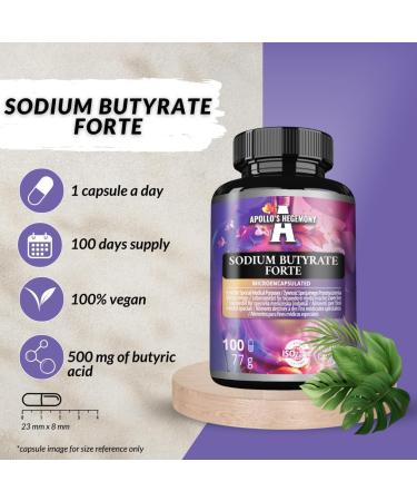 Sodium Butyrate Forte 400 mg (80% Butyric Acid) - 100 Capsules V g tales - 100 jours d'approvisionnement - Suppl ment pour soutenir la sant de l'intestin - par Apollo's Hegemony - Buy Online on GoSupps.com