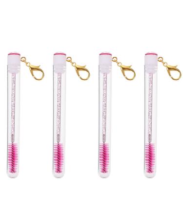 Eyelash brushes mascara rods make-up brushes kits eyelash extensions eyebrow brushes with key rings for women and girls 10 cm rosy 4 pieces rosy