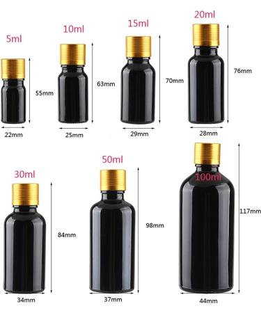 Tianzd 4-Piece 30ml Gloss Black Glass Bottles - Sealed Stopper & Gold Aluminum Caps for Essential Oils Fragrance Perfume & Aromatherapy - Buy Online on GoSupps.com