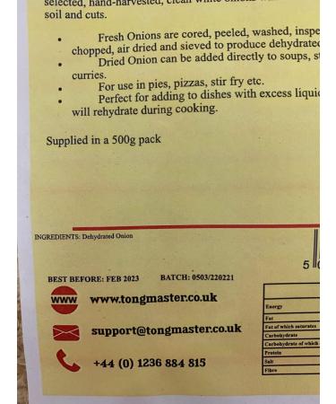 Flavoursome Minced Dried Onion - 500g Pack - Granules & Flakes - 1-3mm Size - Buy Online on GoSupps.com
