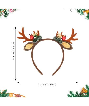 CHEERYMAGIC Christmas Headband Christmas Reindeer Antlers Headband Floral Wreath Headdresses Hair Hoop with Ears Christmas Hair Accessories for Adults Kids Photos Booth A6-SDLFG Brown-1 - Buy Online on GoSupps.com