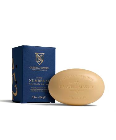 Caswell-Massey Number Six Natural Bar Soap for Men Moisturizing Body Soap Bar for All Skin Types Made with Essential Oils & Plant-Based Formula for Soft Skin Made in USA 5.8 oz Number Six 5.8 Ounce (Pack of 1)