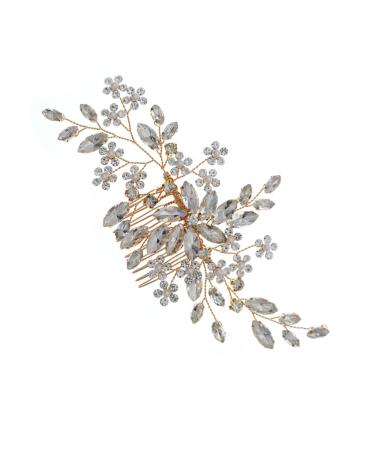 FRCOLOR Flower Comb Bridal Pearl Hairpin Pearl Hair Barrettes Women Crystal Hair Comb Pearls Rhinestones Hair Comb Tiara Bride Crystal Hair Comb Accessories Zinc Alloy Banquet Wedding