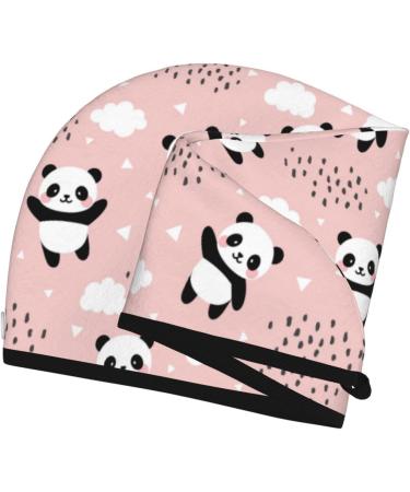 Hair Towel Wrap with Button - Quick Drying Turban & Head Towel - Panda Design - Buy Online on GoSupps.com