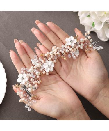 Unicra Flower Bride Wedding Hair Vine Silver Rhinestone Headband Headpiece Bridal Hair Accessories for Women and Bridesmaid - Buy Online on GoSupps.com