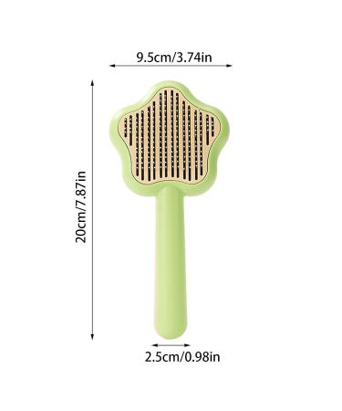 Self-Cleaning Cat Brush with Unlocking Button - Compact Fur Care Brush for Dogs Cats & Rabbits - Efficient Hair Removal in Green - Buy Online on GoSupps.com
