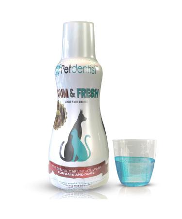 Petdentist Natural Mint GUM & FRESH Dental Water Additive Mouthwash- Oral Dental Care for Dogs & Cats Easy Plaque Off Teeth Cleaning Fresh Breath and Gum Health 500ml Bottle with Measure cap