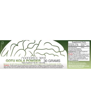 Nootropics Depot Gotu Kola Extract Powder - 30g Centella Asiatica | 35-45% Triterpenes | Premium Nootropic Supplement - Buy Online on GoSupps.com