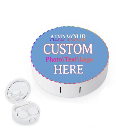 WARSONIOD custom photos contact lens container-add your text personalized contact lens travel set portable contact lens box with mirror tweezers