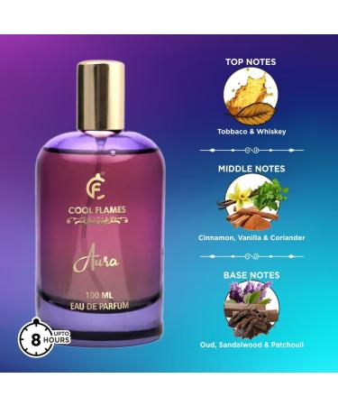 Cool Flames Luxury Aura Unisex Eau De Parfum with Whiskey Vanilla Sandalwood & Patchouli Premium Long Lasting Smoky & Spicy Fragrance Scent Perfume for Men & Women 100 ML - Buy Online on GoSupps.com