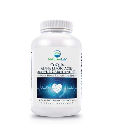 Nature's Lab CoQ10 + Alpha Lipoic Acid + Acetyl L-Carnitine HCl - Supports Heart and Cognitive Health - 60 Capsules (1 Month Supply)