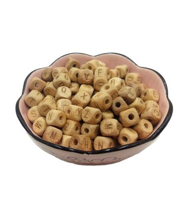 52pcs 10mm Square Wood Alphabet Letter Beads - Natural Beech Wooden Beads for Jewelry Making DIY - Alphabet Beading Necklace Kit - Buy Online on GoSupps.com