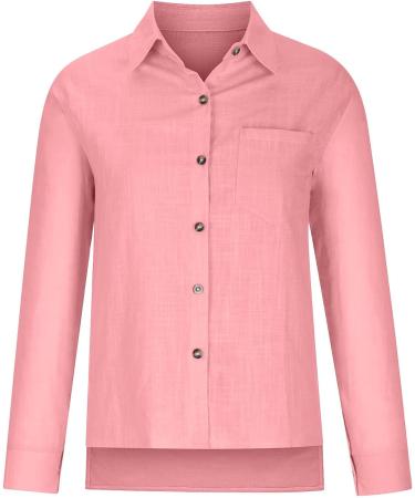 ABABC Women's Cotton Linen V-Neck T-Shirt Blouse - Casual Button Down Summer Fashion 2023 - Loose Fit Tunics - XX-Large, Pink - Buy Online on GoSupps.com