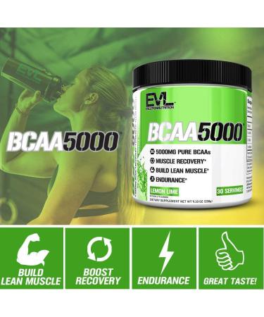 EVLution Nutrition BCAA5000 Lemon Lime - 9.10 oz (258 g) | Premium Amino Acids for Muscle Recovery - Buy Online on GoSupps.com