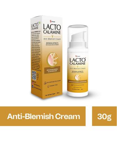 Lacto Calamine Anti Blemish cream for pigmentation & blemish removal & brighten skin tone. Suitable for all skin types. Non-greasy No Parabens - 30g - Buy Online on GoSupps.com