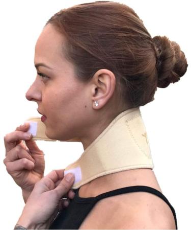 Self-Heating Neck Support Brace with Magnets for Natural Healing - Beige | Relieve Chronic Pain and Headaches - Buy Online on GoSupps.com