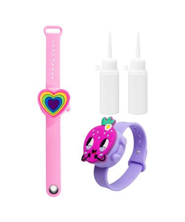 Silicone refillable disinfectant bracelet beautiful portable hand disinfectant sun protection cream donor with refill bottle for adult children travel sport outdoors (rainbow)
