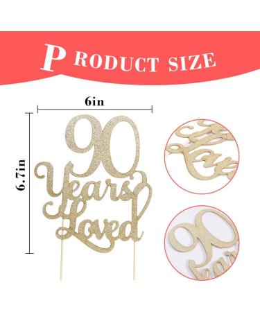 90 Years Loved Cake Topper 90th birthday cake topper glitter cake topper Photo Decoration Props 90th Anniversary Cake Topper Birthday Party Favor Supplies - Buy Online on GoSupps.com