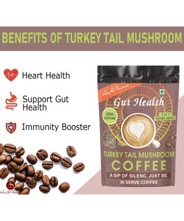 Way Of Pleasure Turkey Tail Mushroom Coffee Made With Mushroom India's No.1 Zero Caffeine Mushroom Natural Source Of Vitamins Support Gut Health Instant Coffee 30 Cup Coffee With This Pack Pack Of 1 - Buy Online on GoSupps.com