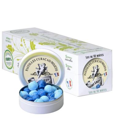 Set of 10 Boxes Mojito Curacao Lozenges Sant'Angelo Pastilles Traditional Sweets 100% French Mojito curacao