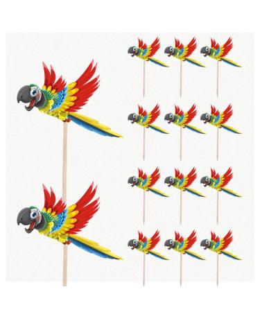 Colorful Parrot Bird Birthday Party Food Cupcakes Picks Decorations (14 Pack)