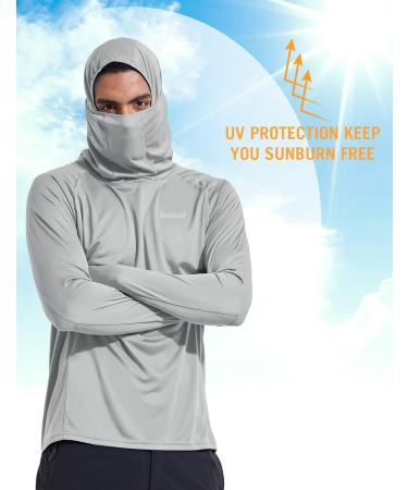 Baleaf Men's UV Protection Rashguard Shirt - UPF 50+ Long Sleeve Hooded Sweatshirt for Running Surfing & Outdoor Fishing - Lightweight Thumb Hole Design Gray - Buy Online on GoSupps.com