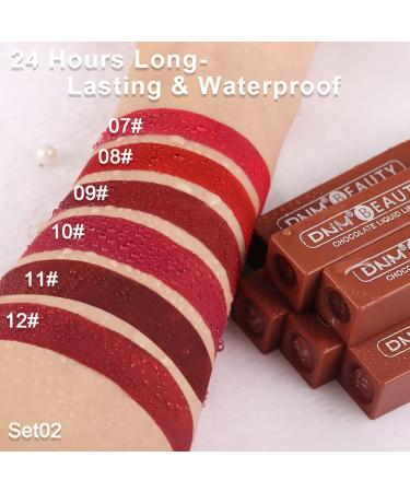Chocolate Matte Liquid Lipstick Set for Women - Deep Dark Red, 6 Pcs, Long Lasting 24 Hour Stay, Makeup Stain Kit, Labiales Matte Mate Larga Duracion - Set02 - Buy Online on GoSupps.com