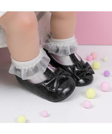 CENCIRILY Baby Girl Mary Jane Shoes | Anti-Slip Soft Sole Princess Flats for 0-18 Months | Black | 0-6 Months - Buy Online on GoSupps.com