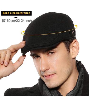 Sumolux Men's Black Winter Newsboy Cap | Stylish Beret Hat for Men | Cabbie Flat Cap - Buy Online on GoSupps.com