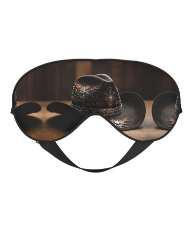SSIMOO American West Rodeo Hat Sleep Mask-Adjustable Breathable Fashionable Eye Mask for A Comfortable Sleep Experience Black