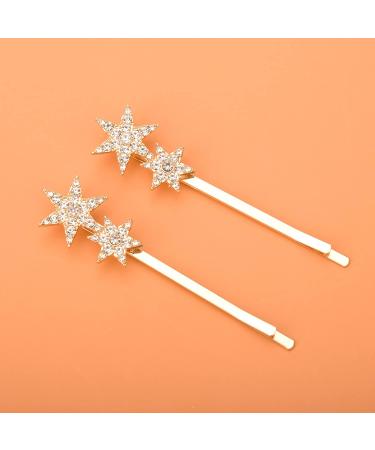 Parieo 4 Pieces Geometry Bobby Pins Rhinestone Star Hair Pins Gold Silver Hair Clips Barrettes for Women Girls - Buy Online on GoSupps.com