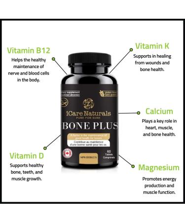 Supplements for BONES - Hair Nails & Skin Support - with Calcium Magnesium Zinc Vitamin D3 K1 Plus. Halal Gluten-Free Gelatin-Free - 60 Tablets. - Buy Online on GoSupps.com