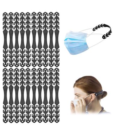 YXHZVON 20 pcs Mask Strap Extender Set Adjustable Face Mask Clips Ear Saver Anti-Slip Soft Mask Hook Holder Ear Protection Face Mask Extender for Kids & Adult Black