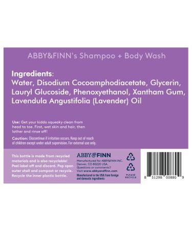 ABBY&FINN Natural Baby Shampoo + Body Wash - Lavender | 7 Ingredients, No Sulfates | Gentle 2-in-1 for Sensitive Skin | Tear-Free & Plant-Based - Buy Online on GoSupps.com