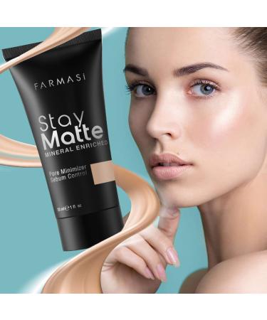 FARMASi Stay Matte Foundation - Oil-Free Matte Finish for Flawless Look - Full Coverage Face Makeup - 1 fl. oz / 30 ml (Natural) - Buy Online on GoSupps.com