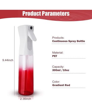 GradientRed1 300ml Continuous Mist Spray Bottle for Curly Hair Styling - Refillable & Fine Mist Sprayer - Ideal for Cleaning & Misting Plants - Buy Online on GoSupps.com
