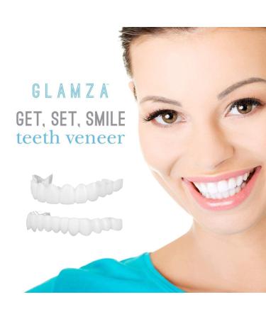 Flipped warm 2 pair of veneer teeth teeth for plug in artificial teeth dentures perfect top and below tooth veneer for men and women silicone temporary false teeth