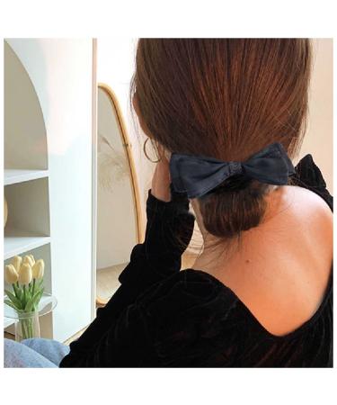 Yheakne Vintage Tulle Bow Hair Tail Clip Black Tulle Tail Hair Bow Headpieces French Hair Tie Bow Hair Barrette Headwear Hair Accessories for Women and Girls Gifts (Tulle Black)