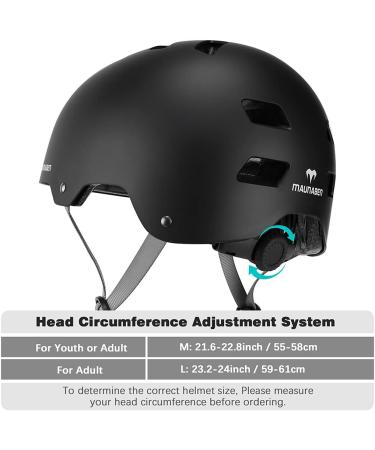 MAUNABEN Adult Youth Black Matte Medium Skateboard Helmet - Safety Certified - Buy Online on GoSupps.com
