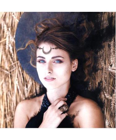 Cathercing Viking Crystal Crescent Moon Head Chain - Copper Halloween Circlet for Women and Girls - Buy Online on GoSupps.com