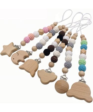 Ki-Wedy 10-Piece Natural Wood Pacifier Clips & Bite Ring Set | High-Quality Metal Baby Accessories | Eco-Friendly Pacifier Holders - Buy Online on GoSupps.com