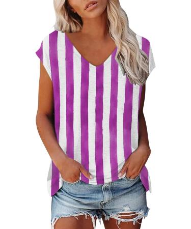 Short Sleeve T Shirts Clothing Woman T-Shirt Casual Black Clothing Top Women's Floral Pattern for Women Crop Tops Shirt Shirts Top Women's Summer Tank Top 1 Purple L - Buy Online on GoSupps.com